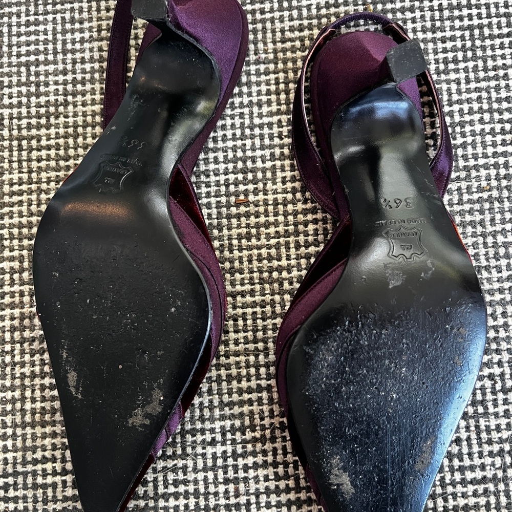 Elegant L.K. Bennett Burgundy Velvet Slingback Heels - Picture 8 of 8